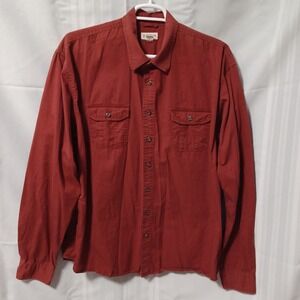 Magellan Button Down Mens 3XL Red Outdoors Solid Cotton Long Sleeve Pocket Shirt